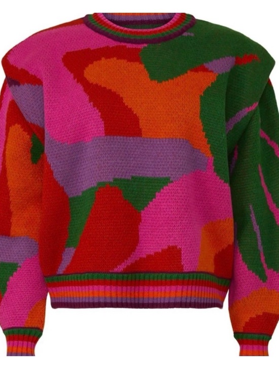 FARM Rio Sweaters - FARM RIO Abstract Knit Sweater - Pink Multi